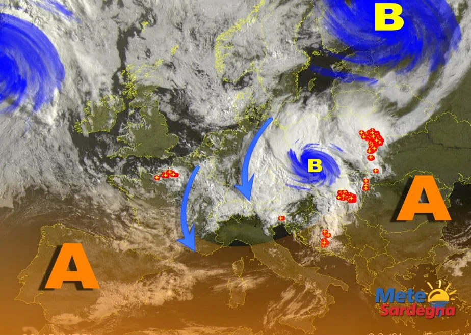 Meteosat 11 - Maestrale, crollo temperature: il maltempo è alle porte