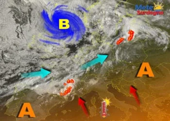 Meteosat 8 350x250 - Meteo con gran fresco e persino rovesci. Stop estate, ma novità nel weekend