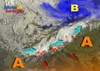 Meteosat 9 350x250 - Meteo con gran fresco e persino rovesci. Stop estate, ma novità nel weekend