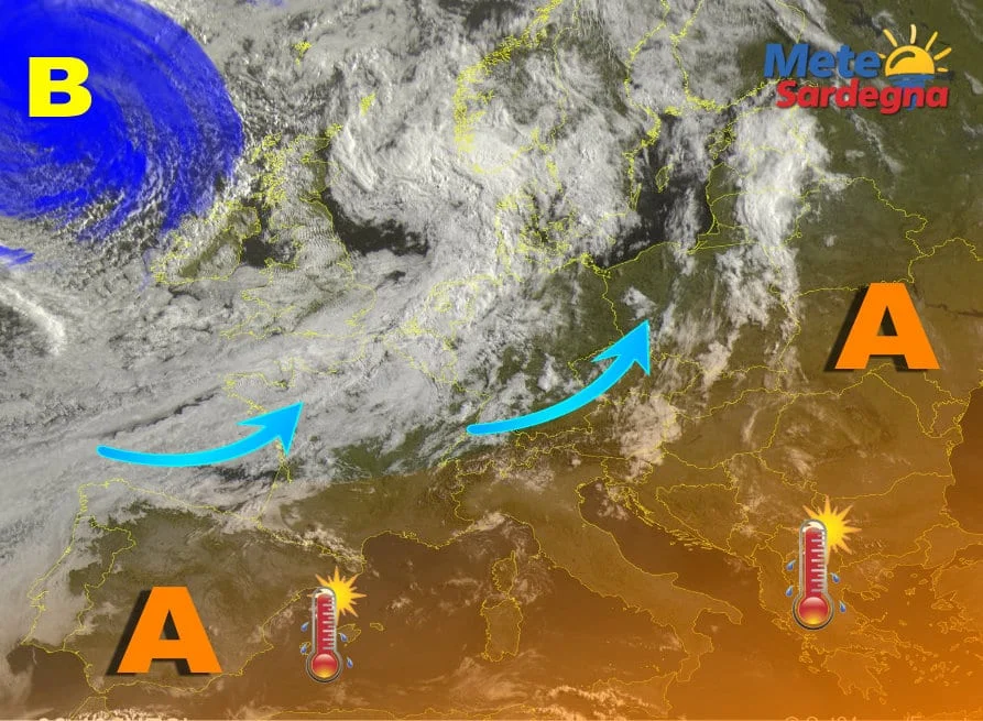 Meteosat - Luglio al via col caldo Anticiclone. Ma occhio ai temporali...