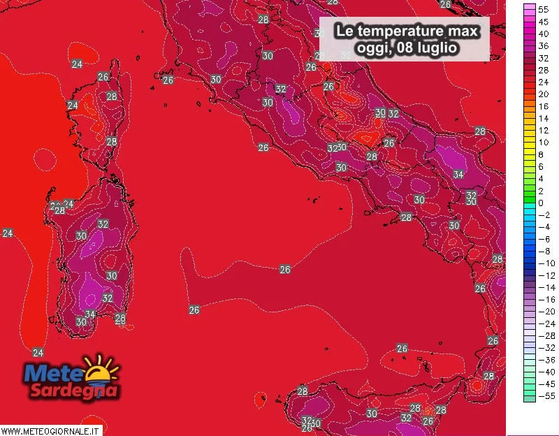 Temperature massime 2 - Caldo, oggi non si scherza: attesi picchi di 38-39°C