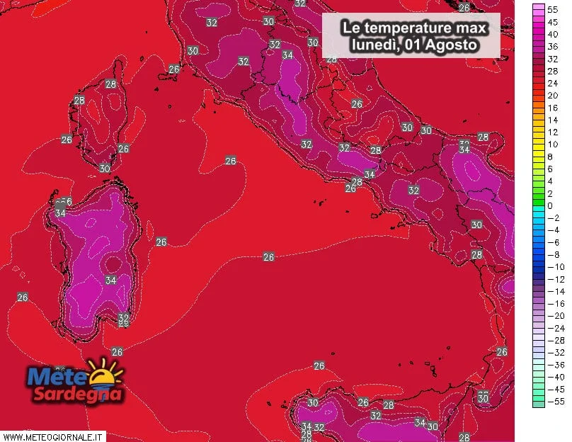 Temperature massime 4 1 - Inizio agosto: temperature massime sino a 40°C