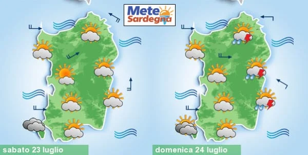 meteo sabato e domenica 3 - Oggi caldo forte, anche 40°C. Attenzione agli incendi. Domenica temporali sui rilievi e tratti di costa orientale e rinfrescata