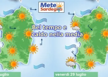 meteo sardegna giovedì e venerdì 350x250 - Bel tempo, ma nel finire di settimana c'è il rischio di un cambiamento meteo rilevante