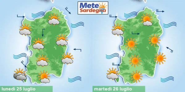 meteo settimana - Notte insonne per molti sardi, ma oggi caleranno temperature. Domenica qualche temporale