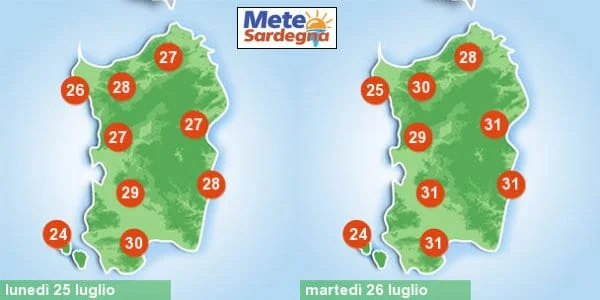 previsioni meteo temperatura 4 - Sardegna, ritorna l'Estate dopo i nubifragi di domenica. Nel finire di settimana, possibilità di caldo forte