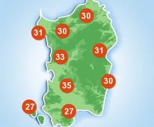 sardegna tmax 2016 07 20 304x250 1 - Alghero, meteo in peggioramento, possibile pioggia e temporale. Da lunedì meteo soleggiato e poi caldo normale