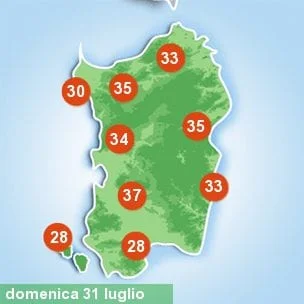 sardegna tmax 2016 07 31 - Ultima domenica di luglio rovente: rischio 40°C