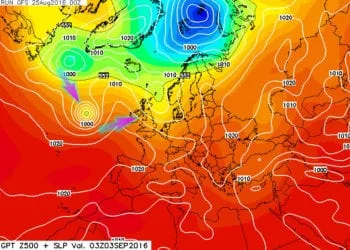 Gfs 350x250 - Dopo i fugaci temporali, attesi in parte dell'Isola anche giovedì, nuova fase di caldo estivo sulla Sardegna