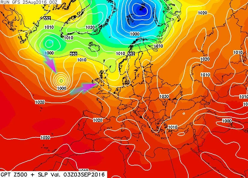 Gfs - Ex uragano verso l'Europa occidentale a inizio settembre: quali effetti sul nostro meteo?