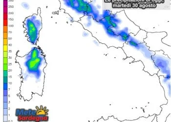 Piogge 7 350x250 - Dopo i fugaci temporali, attesi in parte dell'Isola anche giovedì, nuova fase di caldo estivo sulla Sardegna