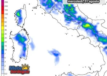 Piogge 8 350x250 - Dopo i fugaci temporali, attesi in parte dell'Isola anche giovedì, nuova fase di caldo estivo sulla Sardegna