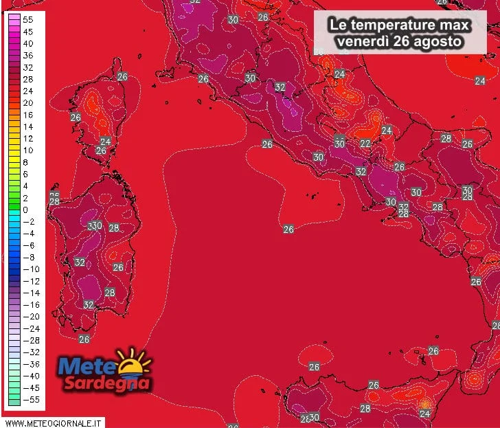 Temperature 1 - Continua a far caldo: oggi previsti 33-34°C in varie zone