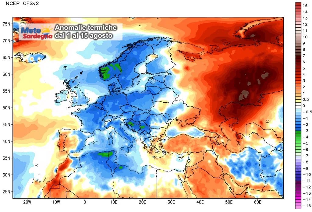 anomalie termiche 1 - Alle spalle una prima metà d'agosto "fresca"