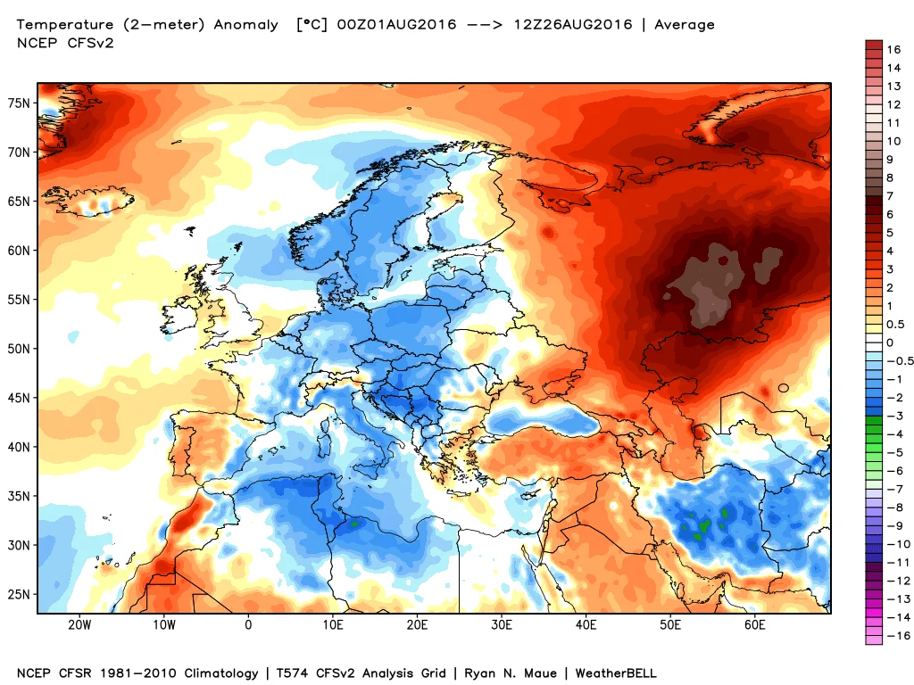 anomalie termiche - E' l'agosto che non ti aspetti: sinora temperature inferiori alle medie