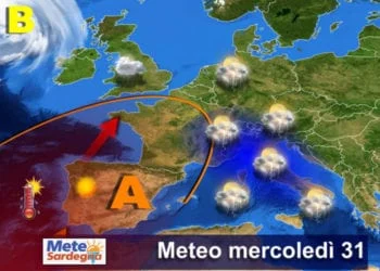 previsioni meteo sardegna 1 10 350x250 - Dopo i fugaci temporali, attesi in parte dell'Isola anche giovedì, nuova fase di caldo estivo sulla Sardegna