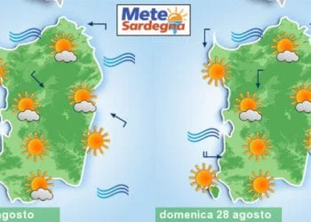 previsioni meteo sardegna 1 6 350x250 - Dopo i fugaci temporali, attesi in parte dell'Isola anche giovedì, nuova fase di caldo estivo sulla Sardegna