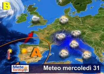 previsioni meteo sardegna 1 9 350x250 - Dopo i fugaci temporali, attesi in parte dell'Isola anche giovedì, nuova fase di caldo estivo sulla Sardegna