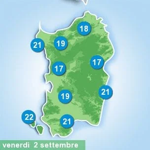 sardegna tmin 2016 09 02 - Dopo i fugaci temporali, attesi in parte dell'Isola anche giovedì, nuova fase di caldo estivo sulla Sardegna