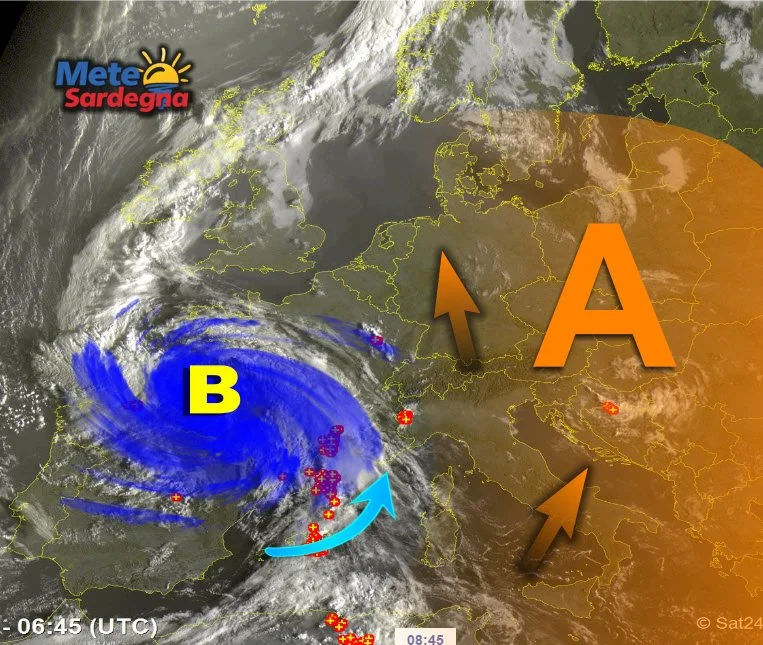 Meteosat sardegna - Ecco il Vortice Ciclonico che scatenerà il maltempo