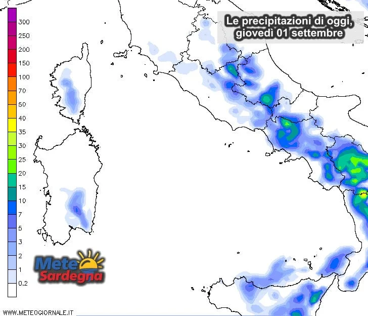 Piogge - Oggi ultimi temporali al sud Sardegna