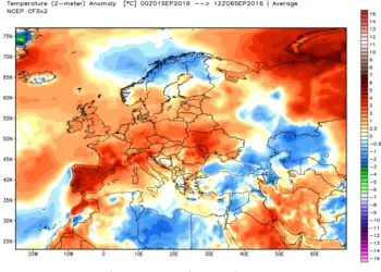 anomalie termiche 350x250 - Caldo quasi agli sgoccioli: da mercoledì temperature giù