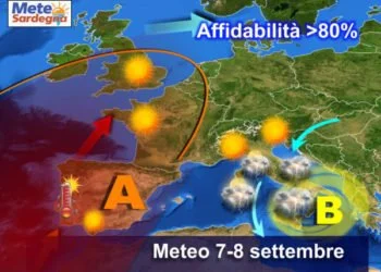 evoluzione meteo sardegna 350x250 - Caldo quasi agli sgoccioli: da mercoledì temperature giù