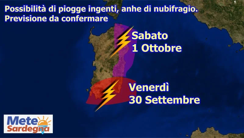 possibili nubifragi sardegna 1 - E' davvero Autunno, attorno a venerdì, da confermare, possibili piogge sino al nubifragio su costa orientale e sud