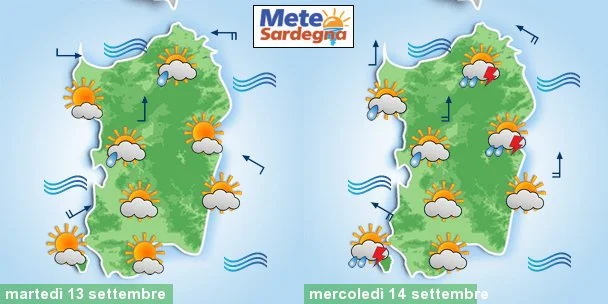 previsioni meteo sardegna 1 4 - Meteo in Sardegna verso il cambiamento. Si passerà al clima di fine Estate. Tornano i temporali e le piogge