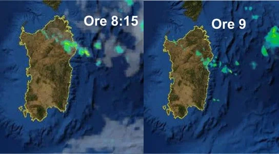 Piogge 13 - Rovesci di pioggia su Sardegna orientale