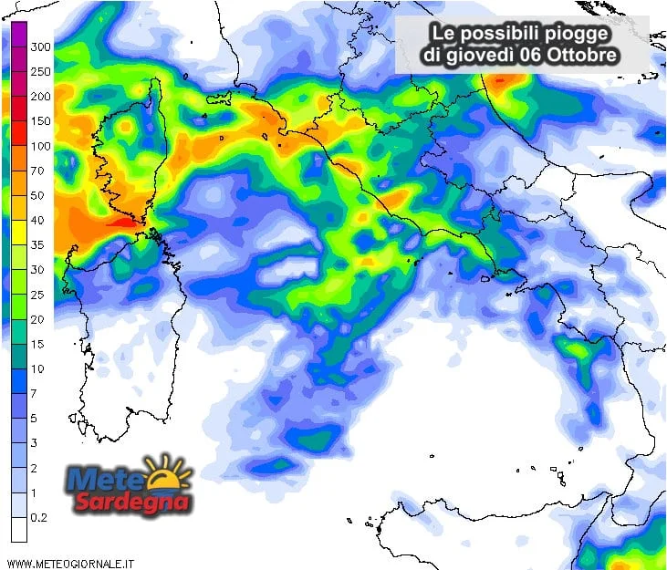 Piogge 2 - Le ultimissime sulle piogge di giovedì 6 ottobre