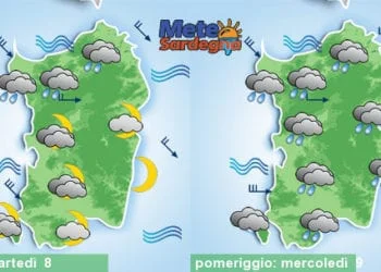 Meteo sardegna 350x250 - Mercoledì piogge su est Sardegna, poi variabile. Peggiora forte sabato