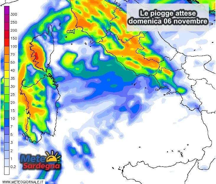 Piogge 3 - Ecco quanta piogga cadrà nella giornata di domenica