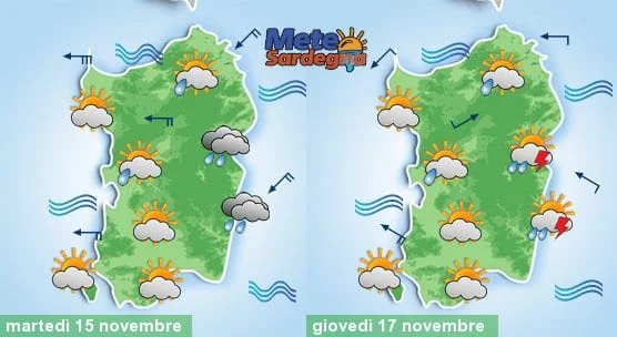 Previsioni sardegna - Meteo settimanale: continuerà il maltempo. Prima piogge a est, poi diffuse