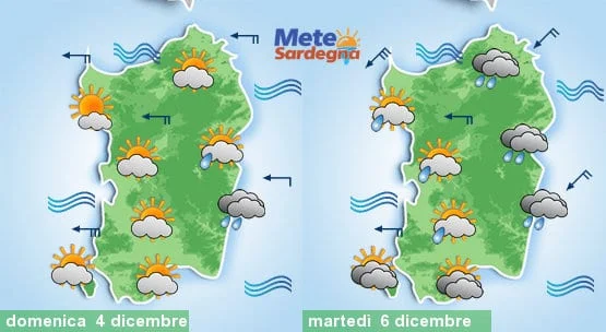 Meteo sardegna - Primo peggioramento meteo di dicembre a partire da domenica