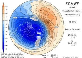 Vortice Polare 350x250 - San Silvestro e Capodanno al freddo. Il meteo sino all'Epifania