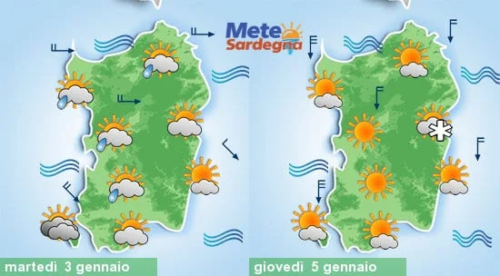 Meteo Sardegna - Qualche pioggia, poi gran freddo e prime spruzzate di neve dell'Epifania