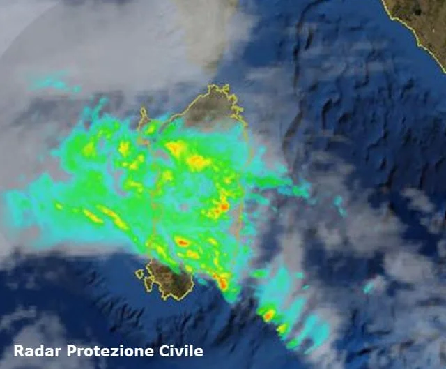 radar protezione civile - Escalation maltempo in Sardegna, recrudescenza fenomeni anche ovest regione. Grandine e temporali