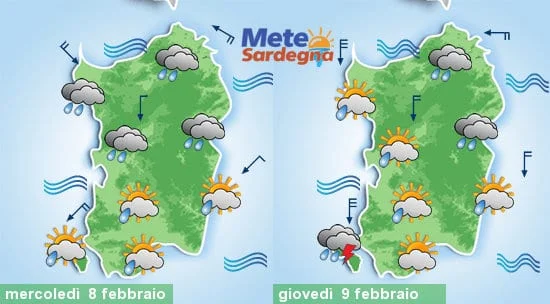 Meteo sardegna 3 - Mercoledì e giovedì maltempo. Piogge, anche forti, neve in montagna