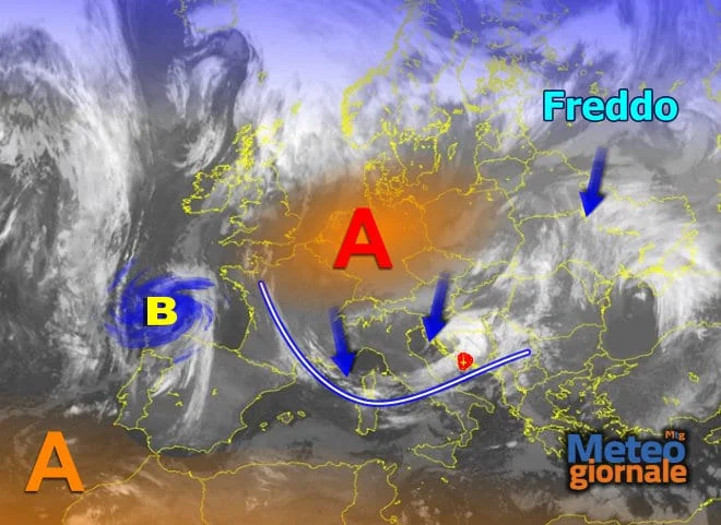 Meteosat 2 - Debole perturbazione in veloce transito