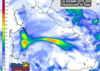 Piogge 2 350x250 - Scirocco porterà altre piogge su Sardegna orientale. Mite a ovest