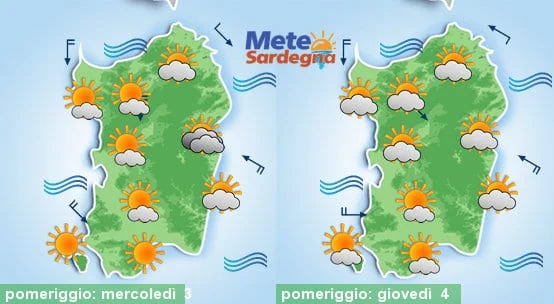 Meteo sardegna - Bello e un po' di caldo sino a venerdì. Poi possibili piogge