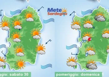 Meteo sardegna 3 350x250 - Domenica e inizio settimana tra nubi e sole. Temperature su