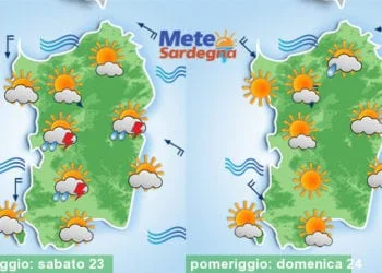 Meteo sardegna 350x250 - Domenica e inizio settimana tra nubi e sole. Temperature su