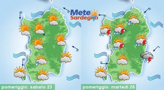 Meteosardegna - Dal pomeriggio temporali, più forti a inizio settimana