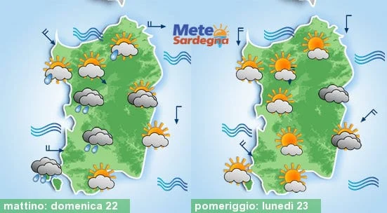 Meteo sardegna 11 - Domenica qualche pioggia o temporale, poi forte calo delle temperature