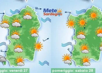 Meteo sardegna 15 350x250 - Severo maltempo alle porte: piogge, temporali, prime nevicate sui monti