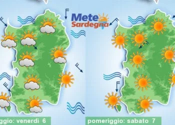 Meteo sardegna 2 350x250 - Domenica e inizio settimana tra nubi e sole. Temperature su