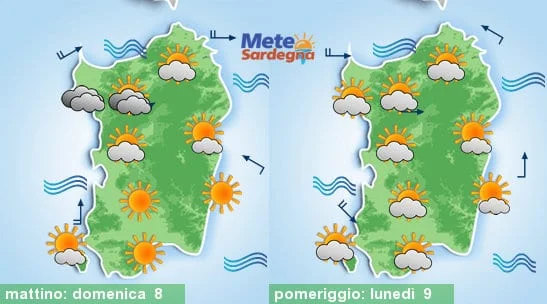 Meteo sardegna 4 - Domenica e inizio settimana tra nubi e sole. Temperature su