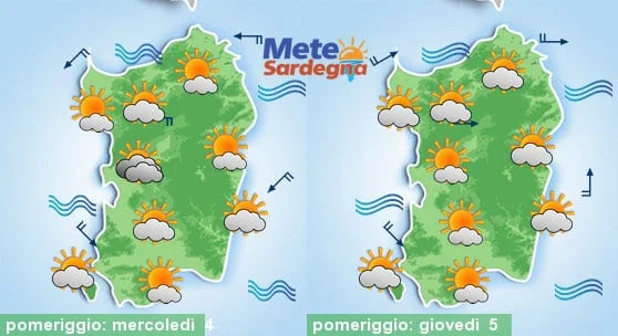 Meteo sardegna - Bel tempo, con qualche nube pomeridiana. Nel weekend vento